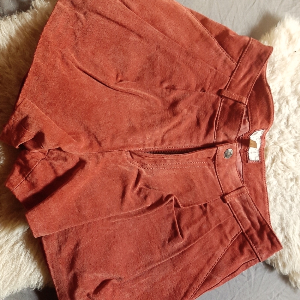 Rust coloured suede shorts